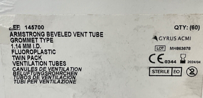 Gyrus ACMI 145700 Armstrong Vent Tube Twin Pack 2024