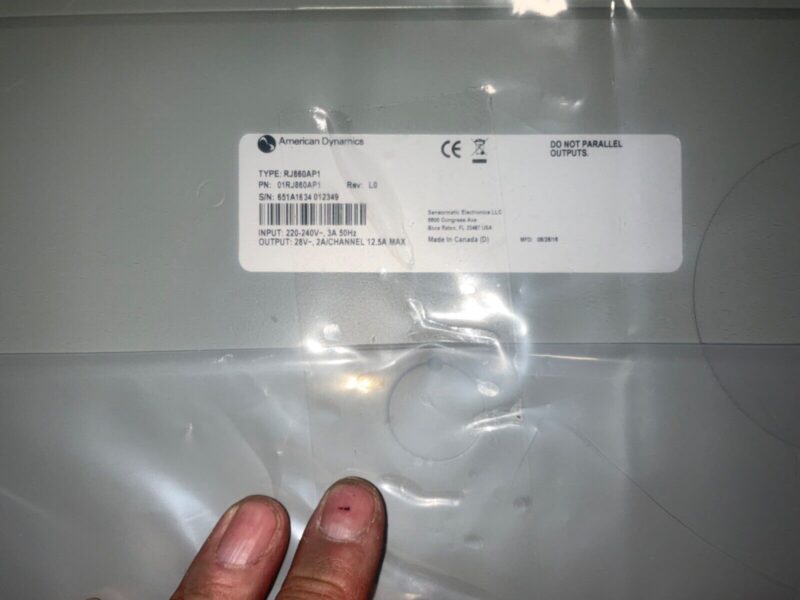 AMERICAN DYNAMICS RJ860AP1 DOME J-Box Indoor 10 RS422 230vac