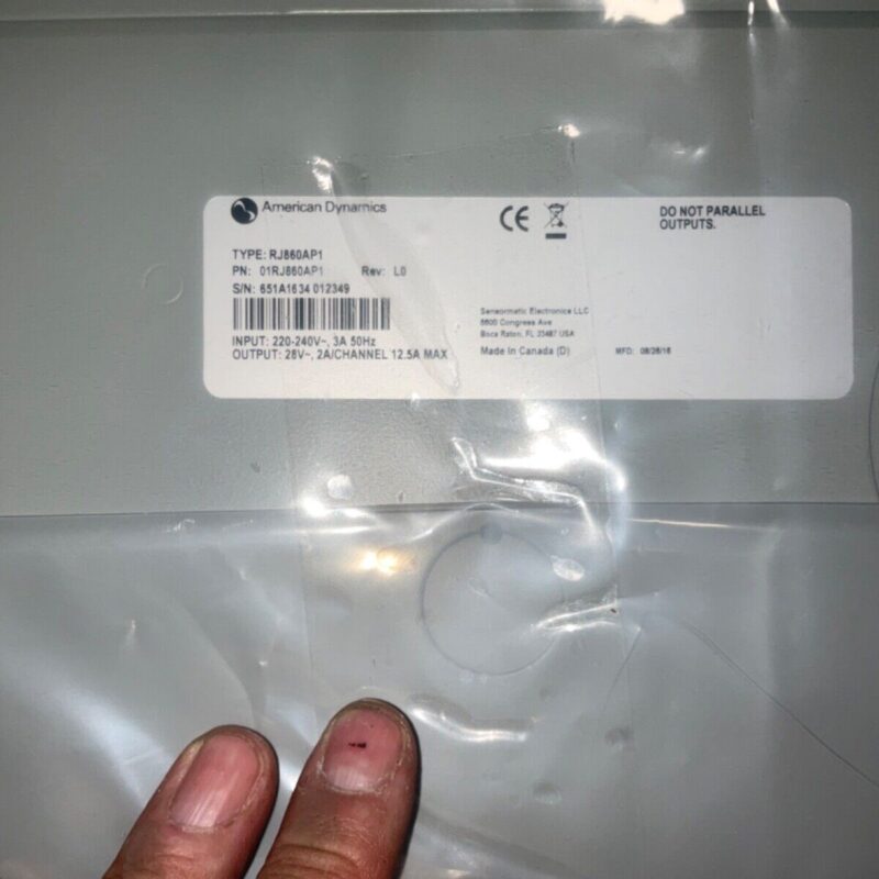AMERICAN DYNAMICS RJ860AP1 DOME J-Box Indoor 10 RS422 230vac