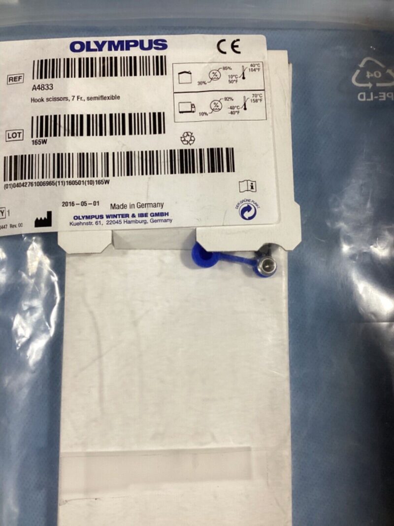 Olympus Germany A4833 Semi rigid Hook scissors 7Fr. Laparoscopic Instruments NEW