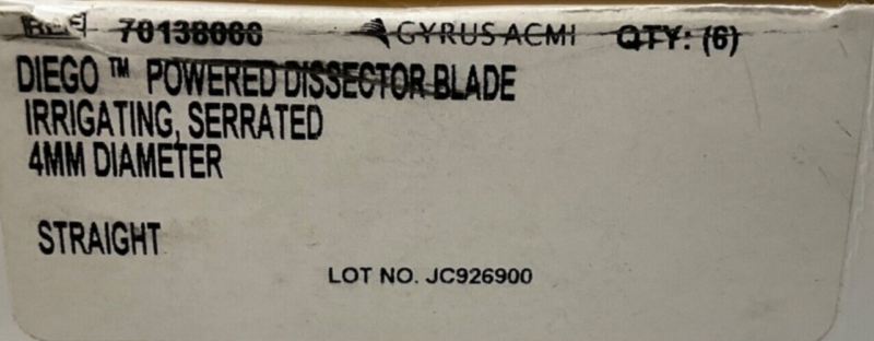 Gyrus ACMI 70138000 Powered Dissector Blade 4MM Diameter 2025 - Image 2