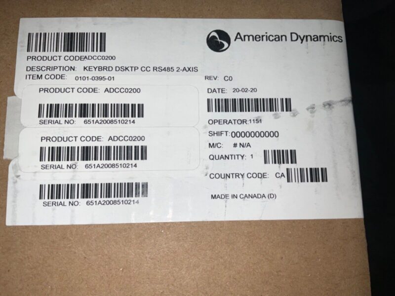 American Dynamics ADCC0200 2-AXIS JOYSTICK KEYBOARD NEW!!!! - Image 2