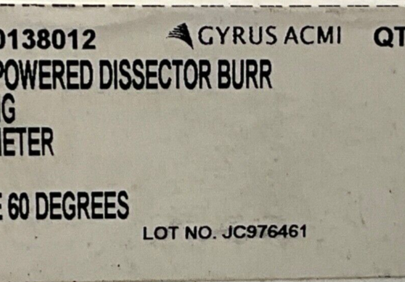 Gyrus ACMI 70138012 Powered Dissector Burr Irrigating 3MM Diameter 2025