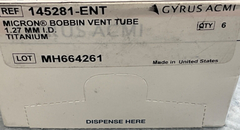 Gyrus ACMI 145281-ENT Vent Tube 1.27 MM